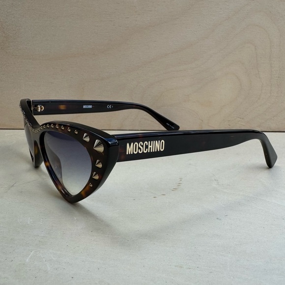 NEW Authentic Moschino Studded Cat Eye Sunglasses Tortoise - Picture 3 of 9